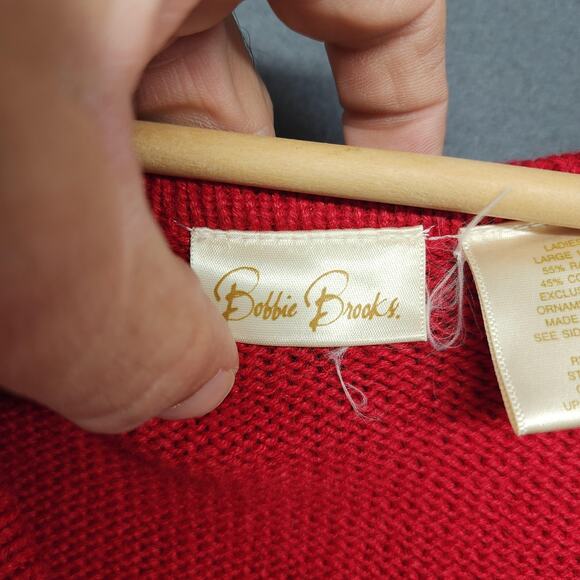 Bobbie Brooks Sweater Vest Womens Large Red Zip Ski Snowman Christmas Applique - Picture 3 of 12